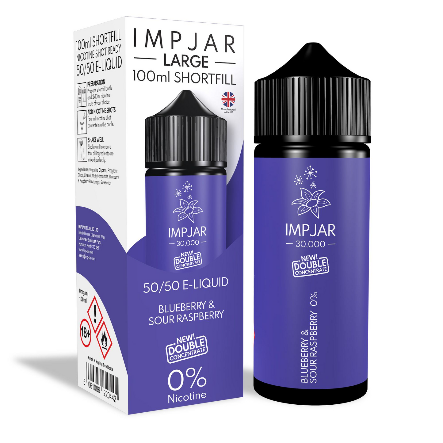 ImpJar 30,000 Double Concentrate 50/50 100ml Shortfill E-Liquid Zero Nicotine 0mg - Various Flavours