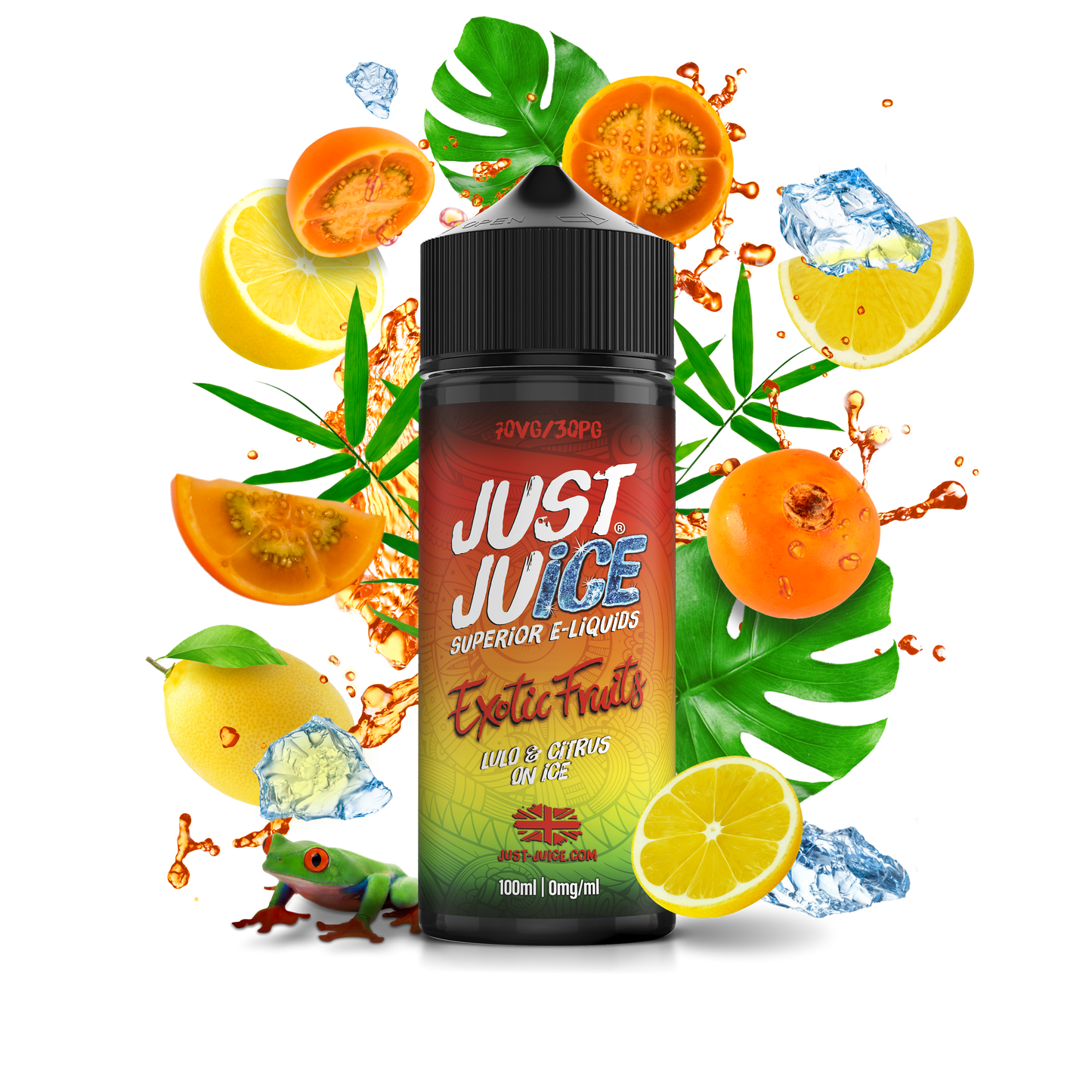 Just Juice 70/30 100ml EXOTIC FRUITS Range Shortfill E-liquid Zero Nic 0mg - LULO & CITRUS ON ICE