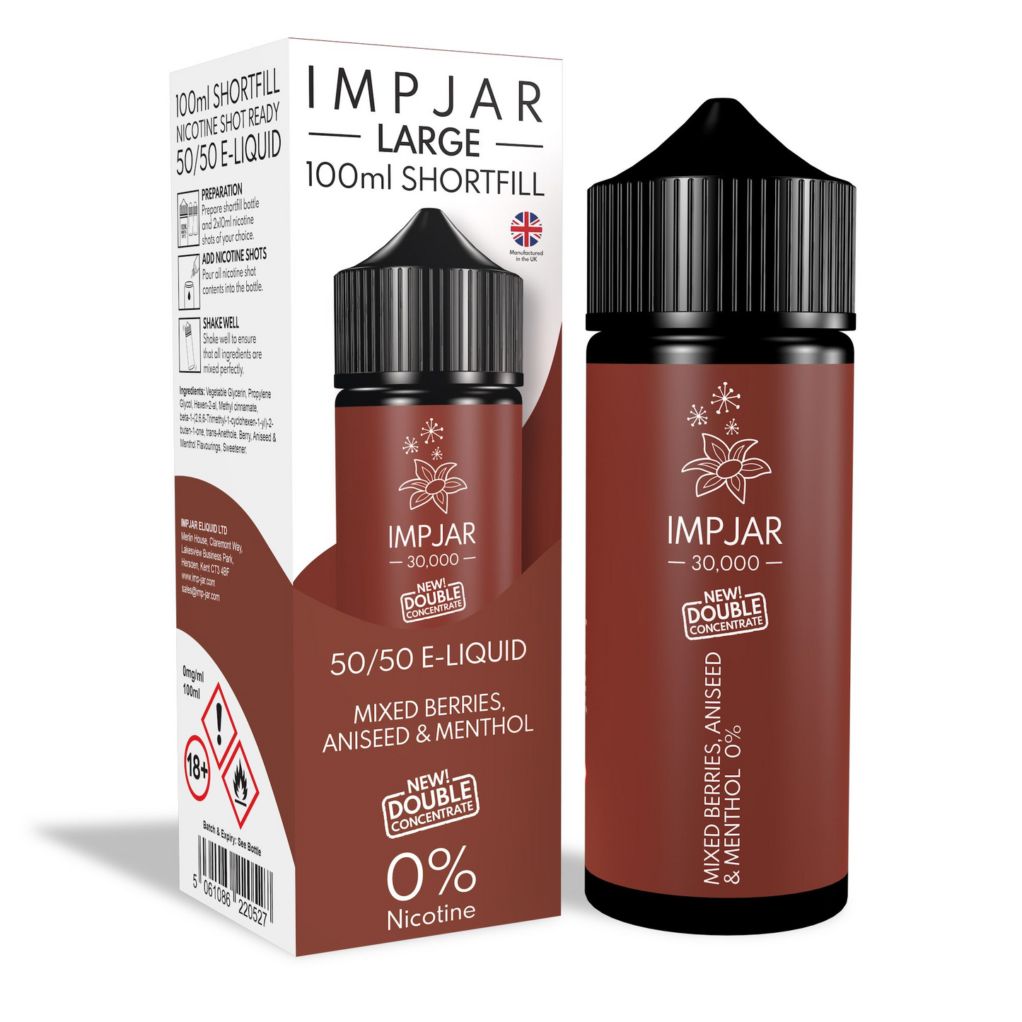 ImpJar 30,000 Double Concentrate 50/50 100ml Shortfill E-Liquid Zero Nicotine 0mg - Various Flavours