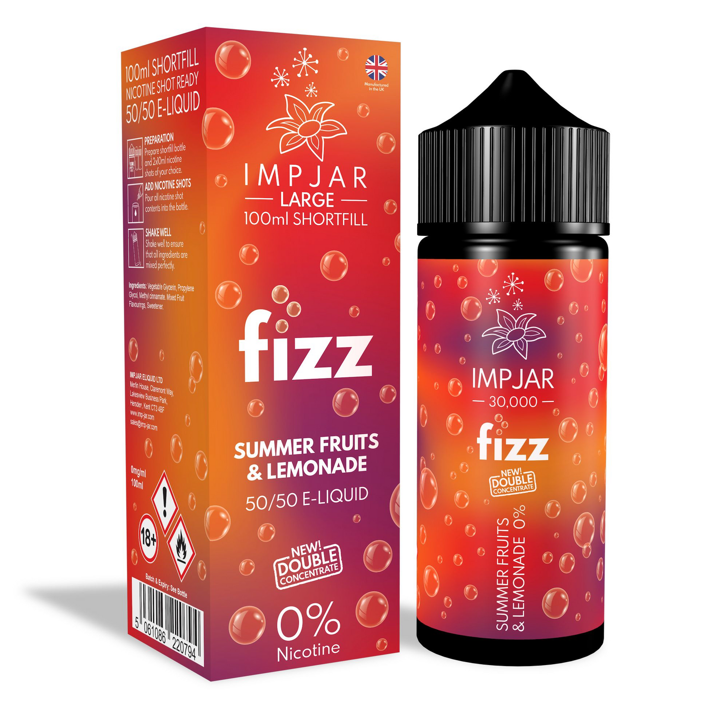ImpJar 30,000 Double Concentrate 50/50 100ml Shortfill E-Liquid Zero Nicotine 0mg - Various Flavours