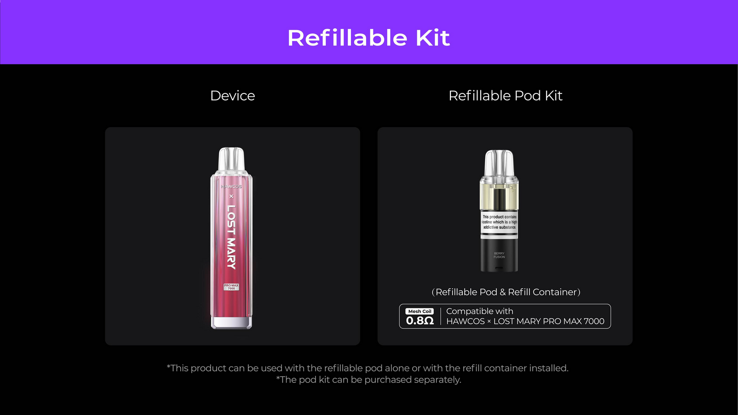 HAWCOS x Lost Mary PRO MAX 7000 Pre-Filled Pod Vape Kit 1800mAh - 20mg