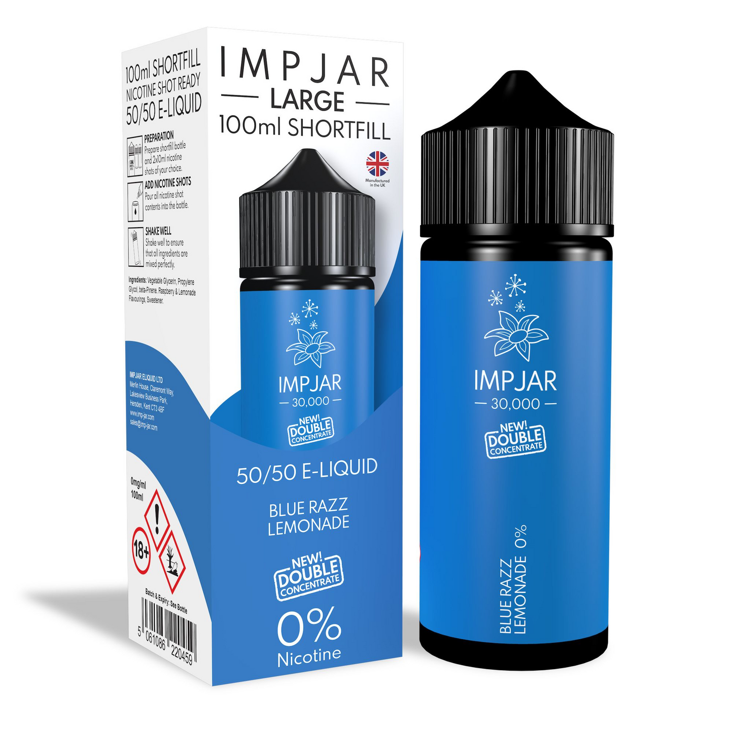 ImpJar 30,000 Double Concentrate 50/50 100ml Shortfill E-Liquid Zero Nicotine 0mg - Various Flavours