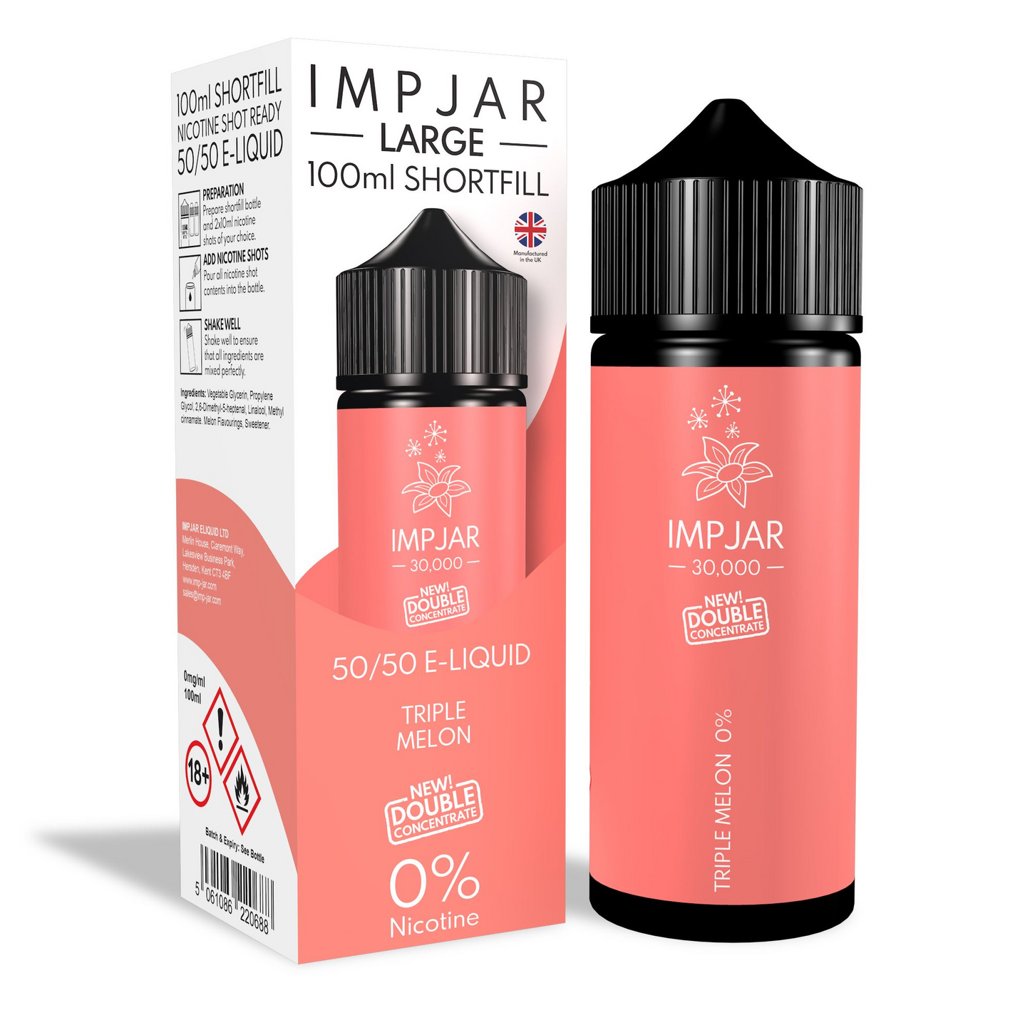 ImpJar 30,000 Double Concentrate 50/50 100ml Shortfill E-Liquid Zero Nicotine 0mg - Various Flavours