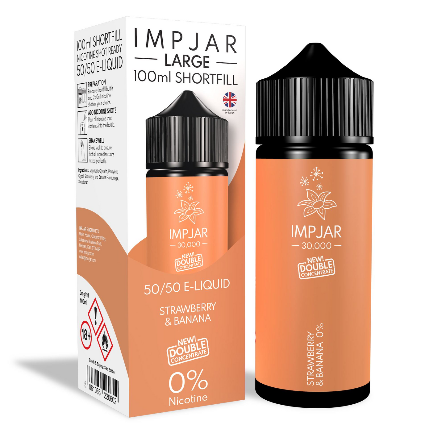 ImpJar 30,000 Double Concentrate 50/50 100ml Shortfill E-Liquid Zero Nicotine 0mg - Various Flavours