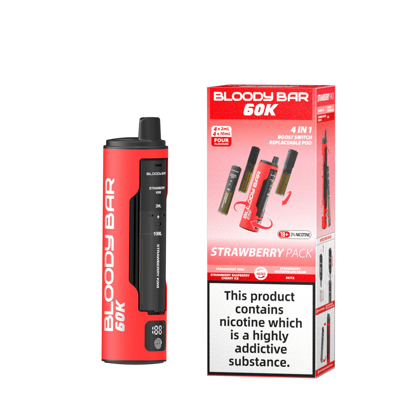 Bloody Bar 60K Pre-Filled Pod Vape Kit 650mAh - 20mg