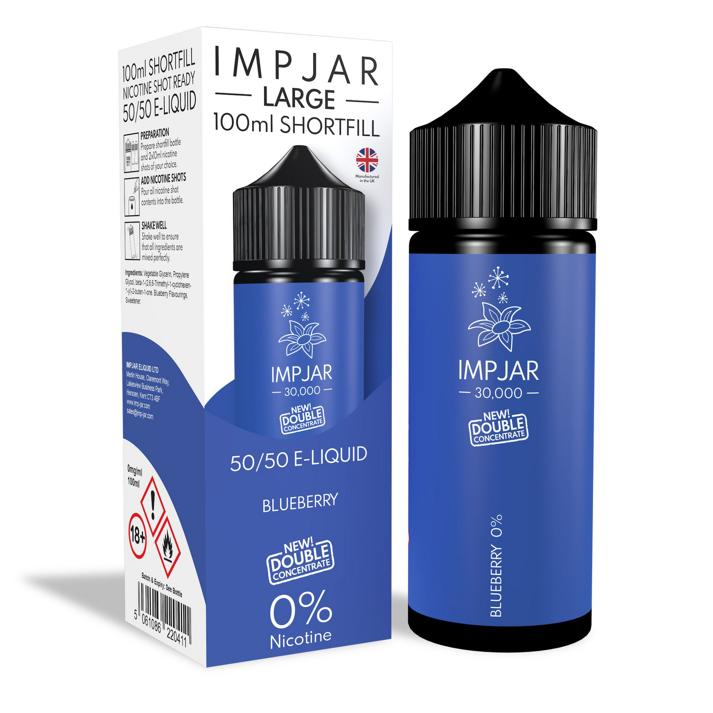 ImpJar 30,000 Double Concentrate 50/50 100ml Shortfill E-Liquid Zero Nicotine 0mg - Various Flavours