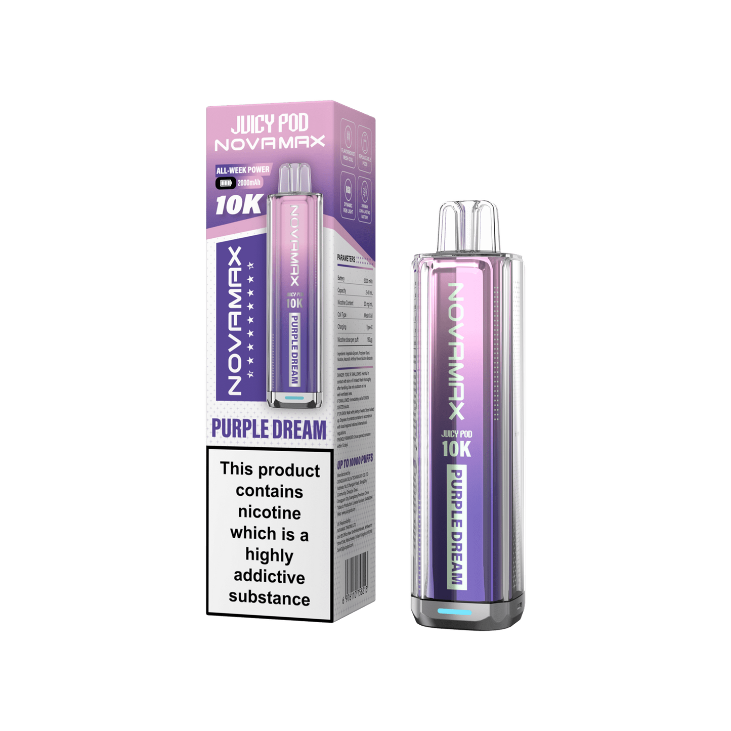 Juicy Pod Nova Max 10K Pre-Filled Pod Kit 2000mAh - 20mg