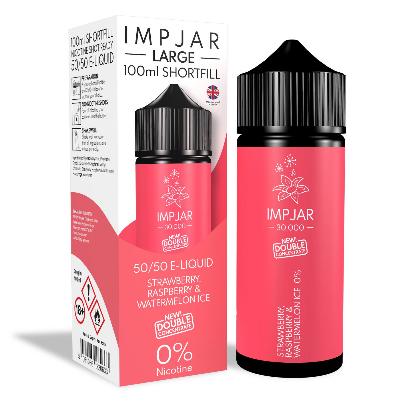 ImpJar 30,000 Double Concentrate 50/50 100ml Shortfill E-Liquid Zero Nicotine 0mg - Various Flavours