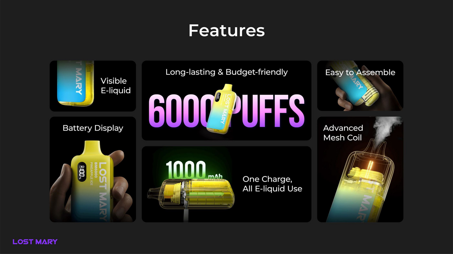 Lost Mary BM6000 Refill Edition Pre-Filled Pod Vape Kit 1000mAh - 20mg