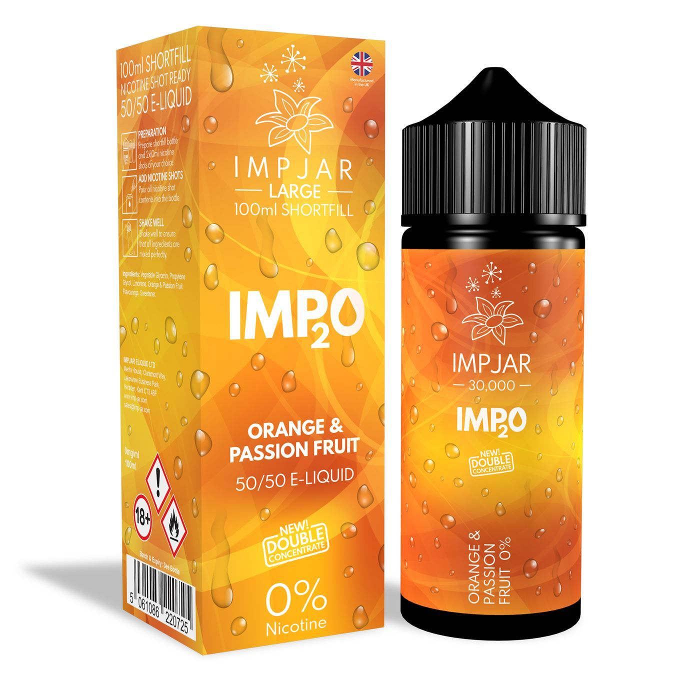 ImpJar 30,000 Double Concentrate 50/50 100ml Shortfill E-Liquid Zero Nicotine 0mg - Various Flavours