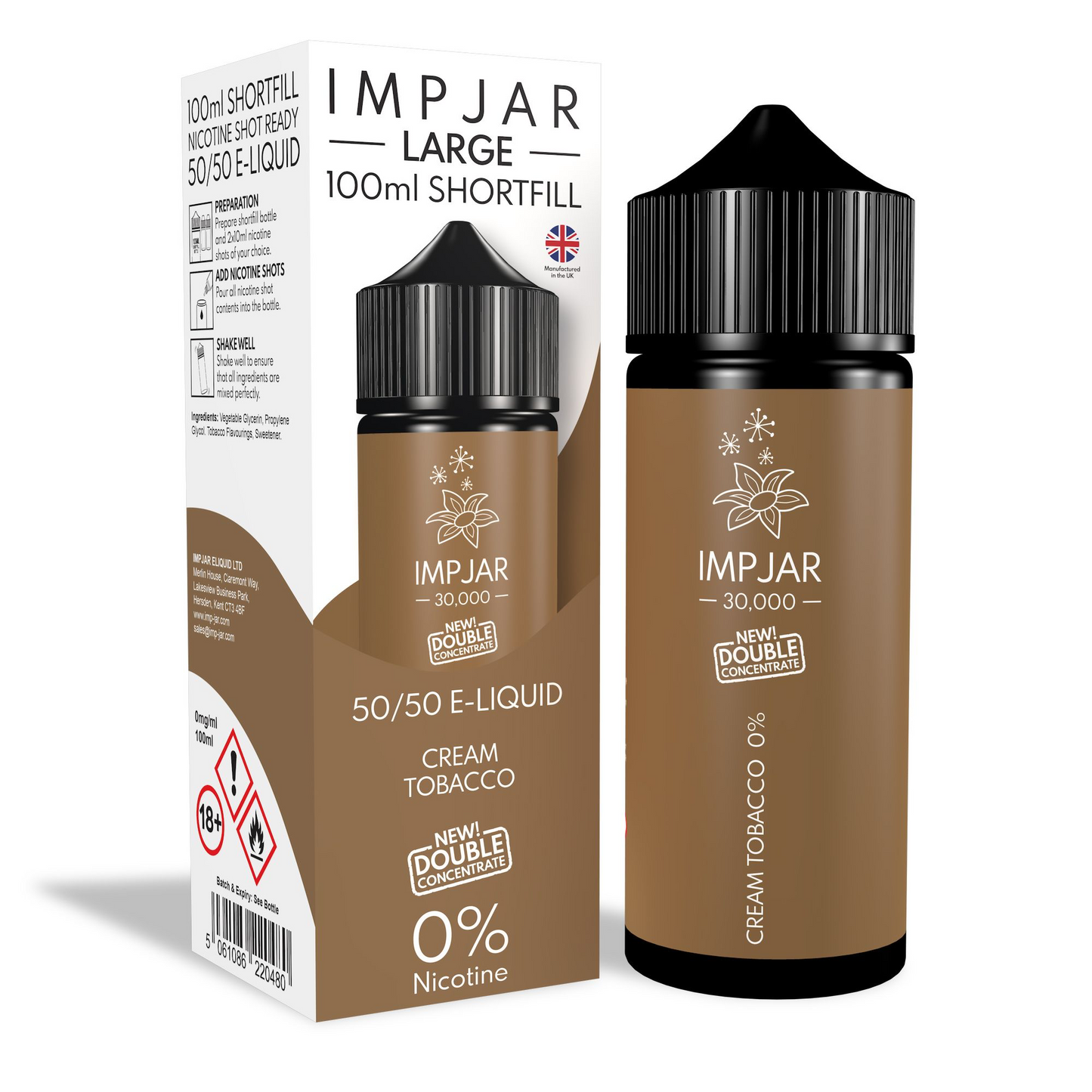 ImpJar 30,000 Double Concentrate 50/50 100ml Shortfill E-Liquid Zero Nicotine 0mg - Various Flavours