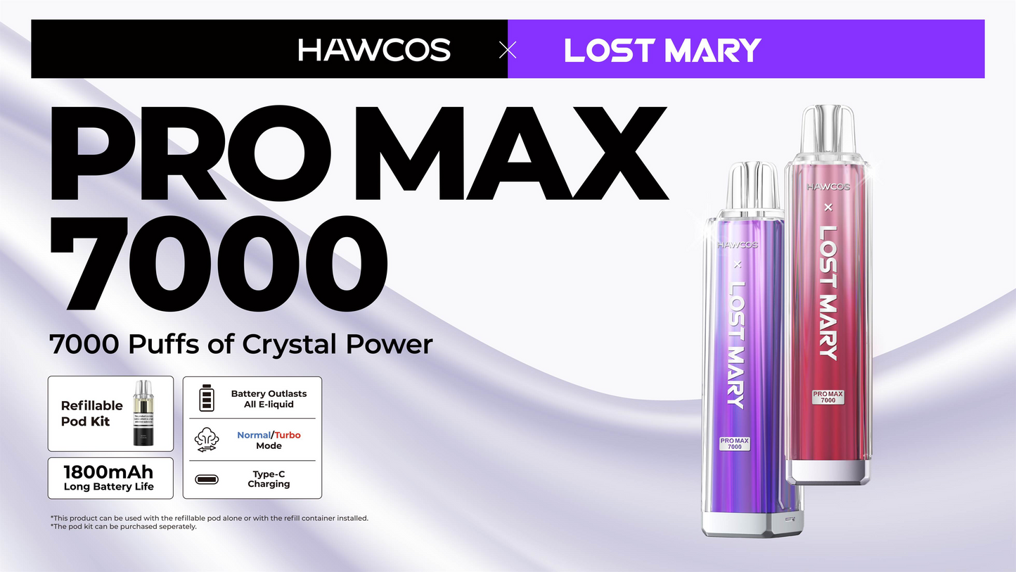 HAWCOS x Lost Mary PRO MAX 7000 Pre-Filled Pod Vape Kit 1800mAh - 20mg
