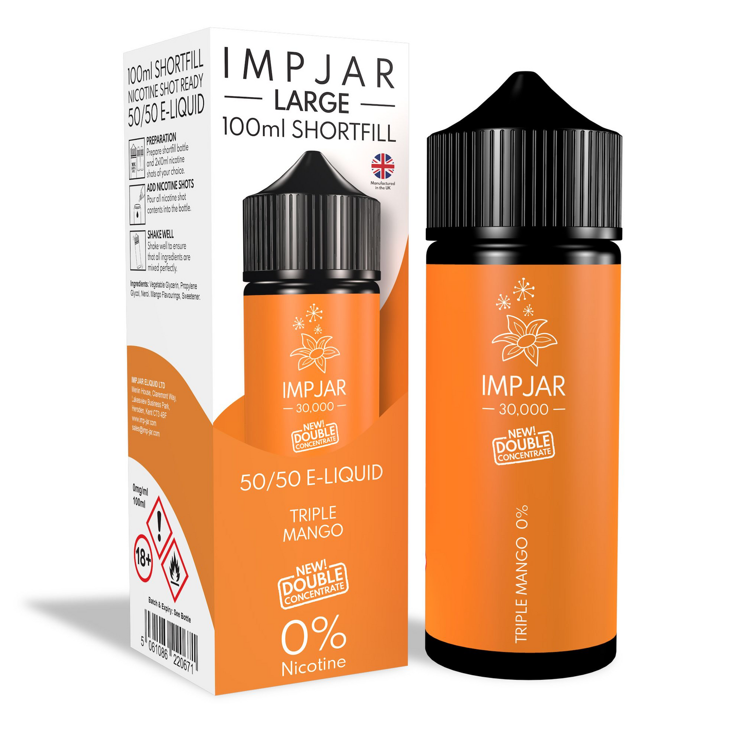 ImpJar 30,000 Double Concentrate 50/50 100ml Shortfill E-Liquid Zero Nicotine 0mg - Various Flavours