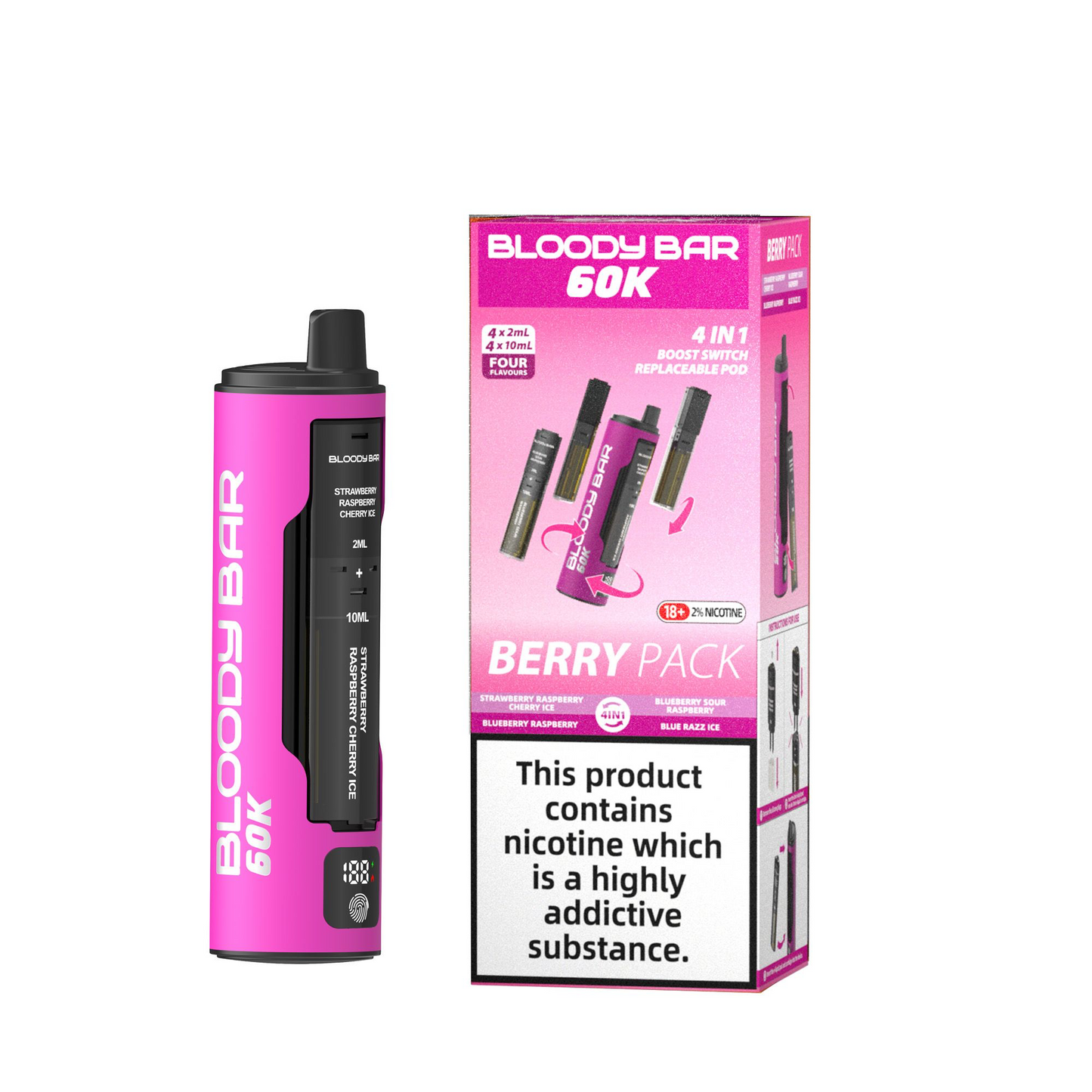 Bloody Bar 60K Pre-Filled Pod Vape Kit 650mAh - 20mg
