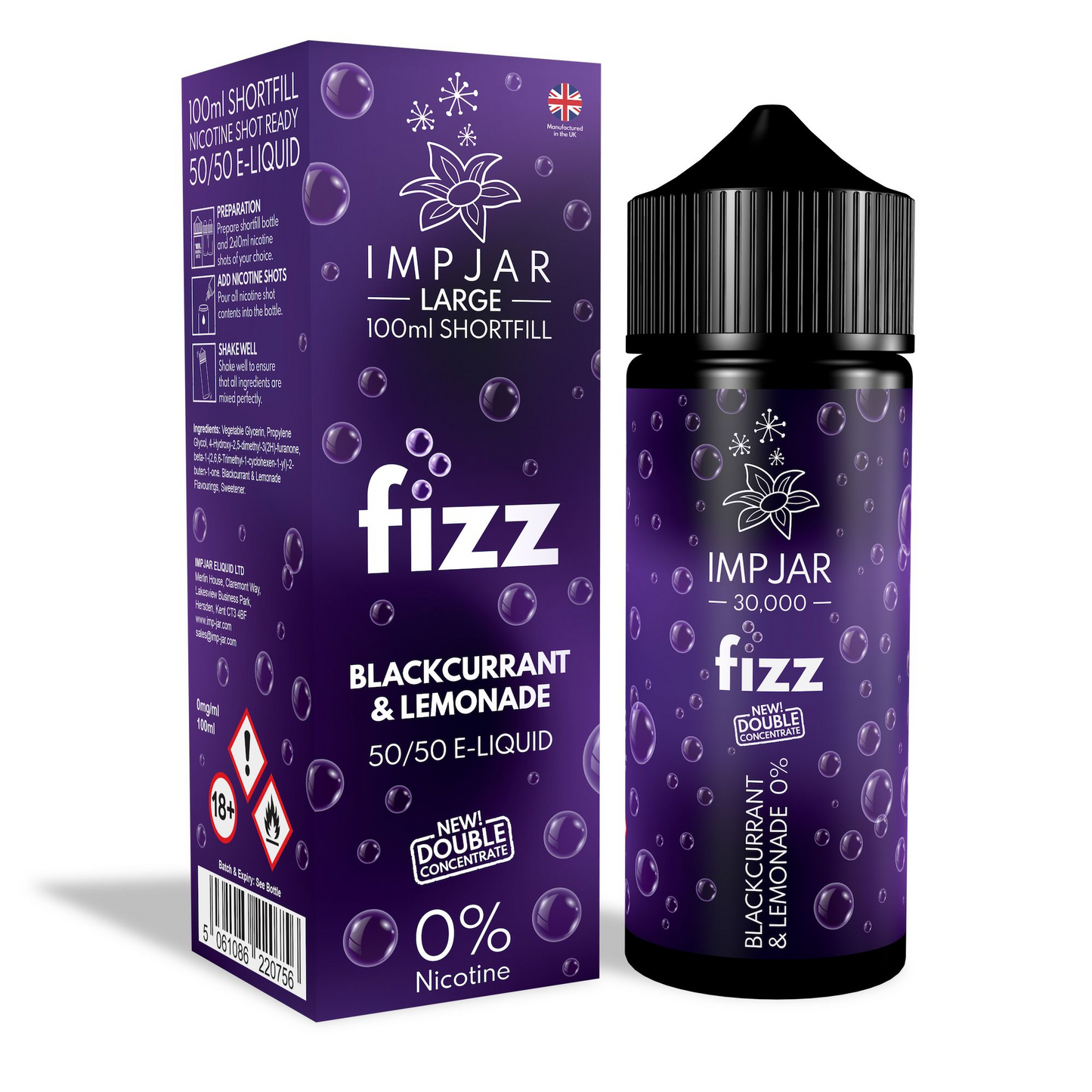 ImpJar 30,000 Double Concentrate 50/50 100ml Shortfill E-Liquid Zero Nicotine 0mg - Various Flavours