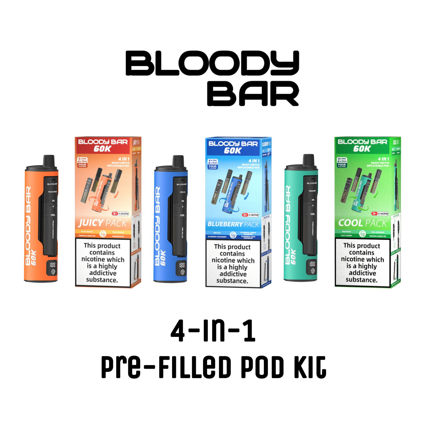 Bloody Bar 60K Pre-Filled Pod Vape Kit 650mAh - 20mg