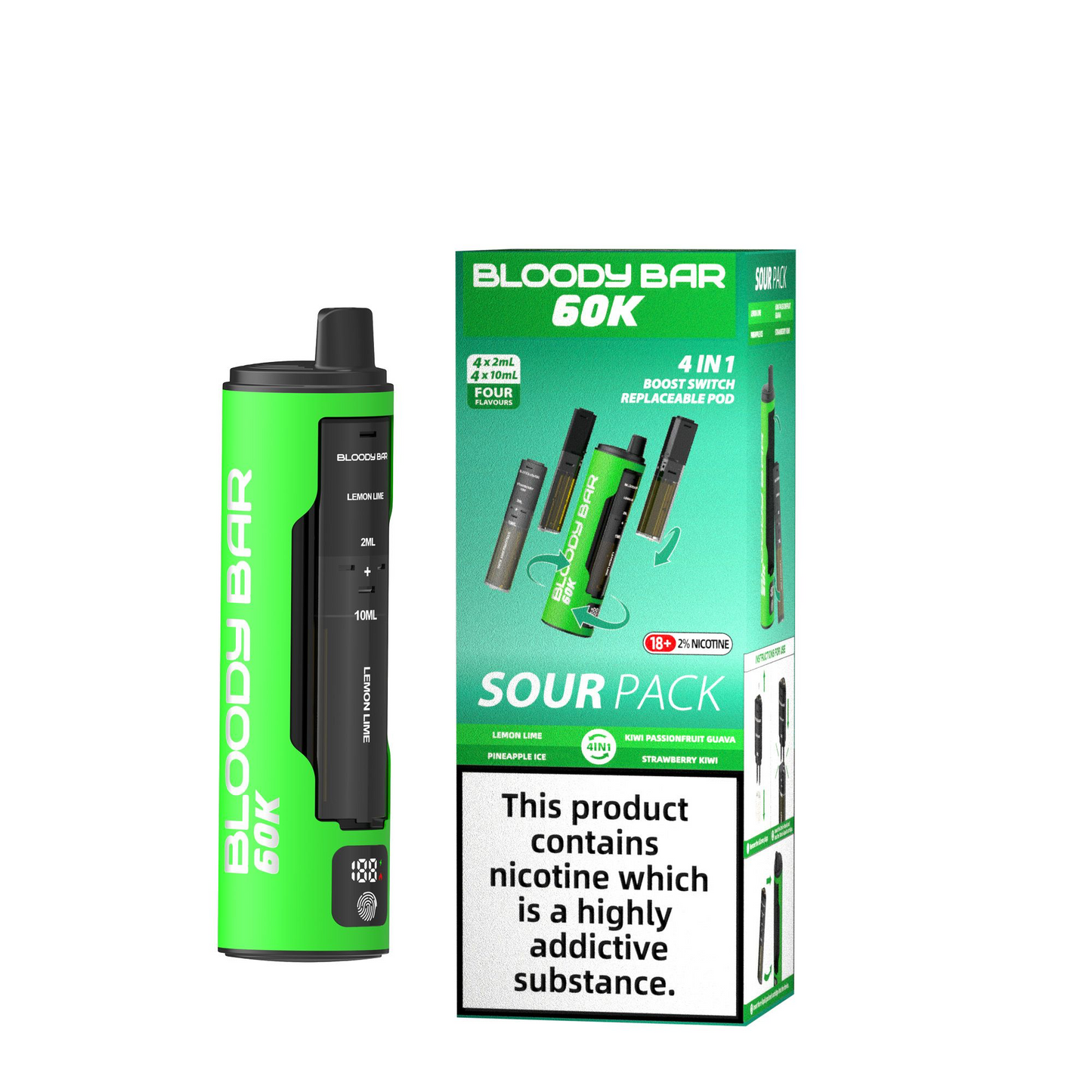 Bloody Bar 60K Pre-Filled Pod Vape Kit 650mAh - 20mg