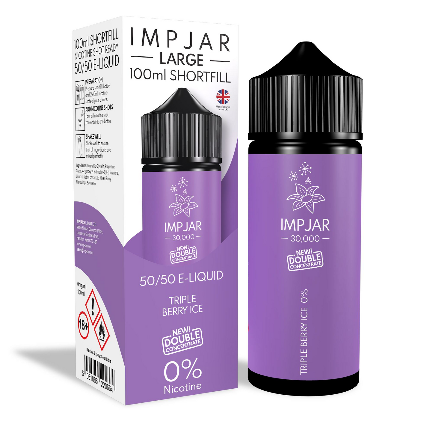 ImpJar 30,000 Double Concentrate 50/50 100ml Shortfill E-Liquid Zero Nicotine 0mg - Various Flavours