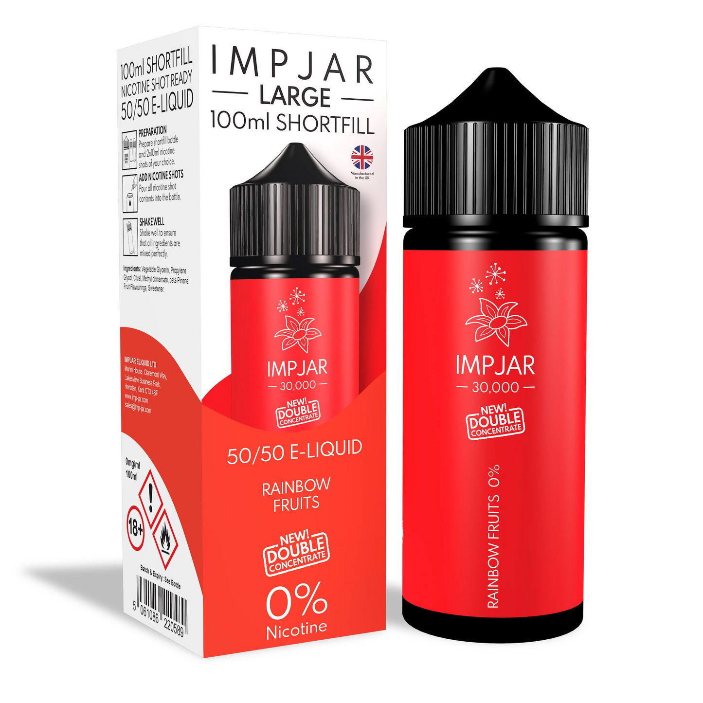 ImpJar 30,000 Double Concentrate 50/50 100ml Shortfill E-Liquid Zero Nicotine 0mg - Various Flavours