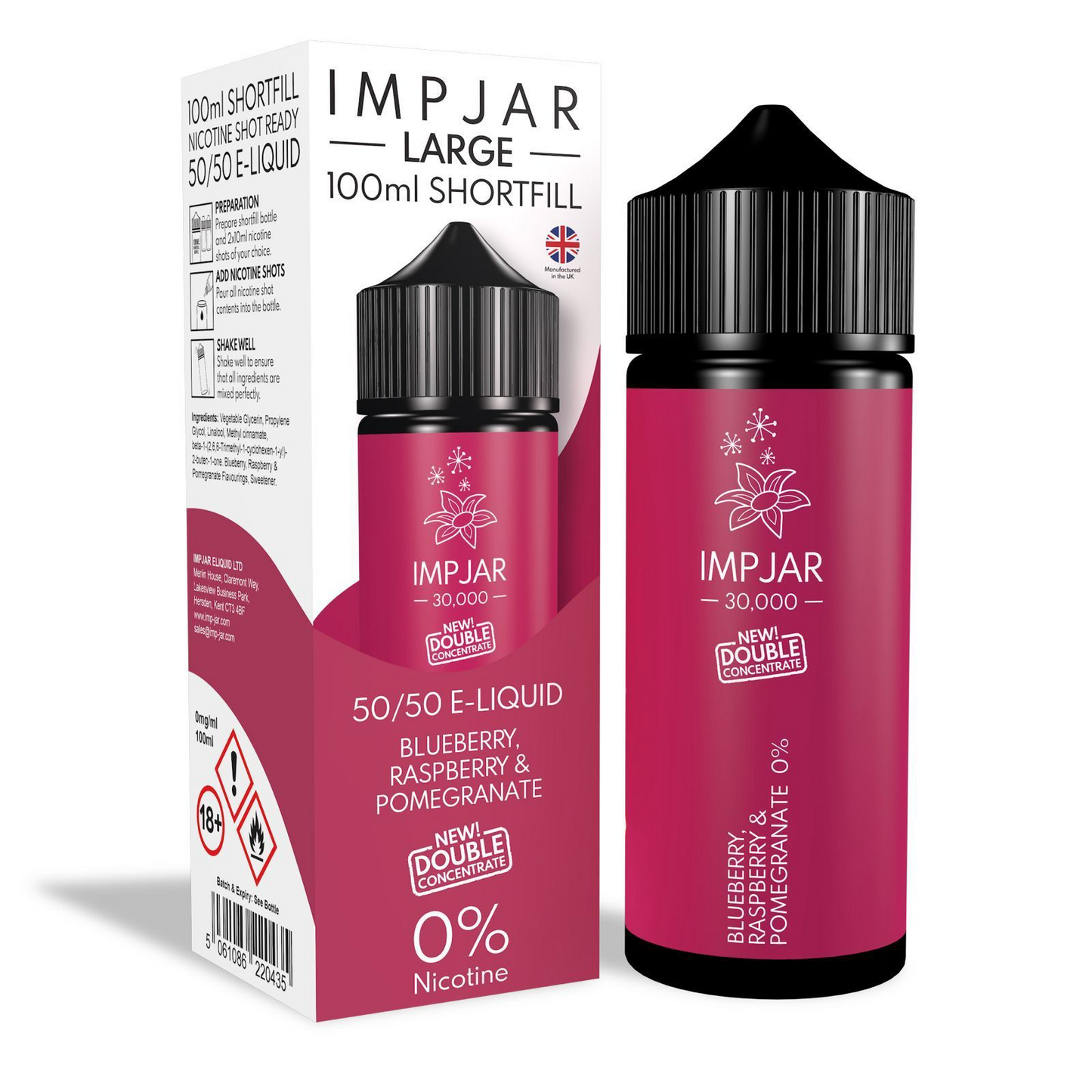 ImpJar 30,000 Double Concentrate 50/50 100ml Shortfill E-Liquid Zero Nicotine 0mg - Various Flavours