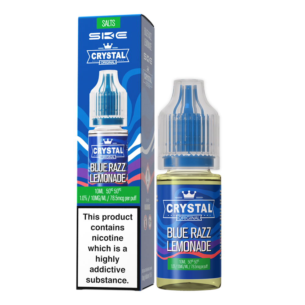 SKE - Crystal Original Nicotine Salts E-Liquids 10ml Single Bottle 10mg / 20mg Nic Salt - BLUE RAZZ LEMONADE