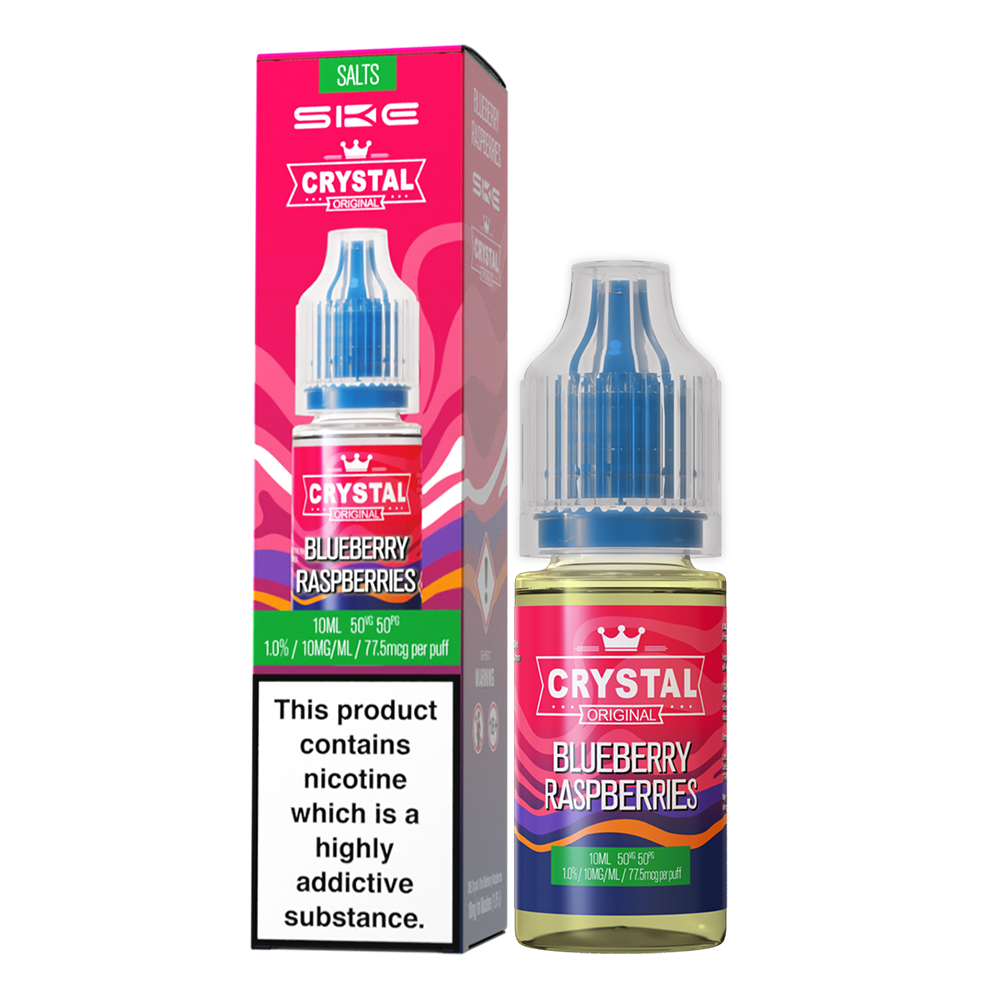 SKE - Crystal Original Nicotine Salts E-Liquids 10ml Single Bottle 10mg / 20mg Nic Salt - BLUEBERRY RASPBERRY