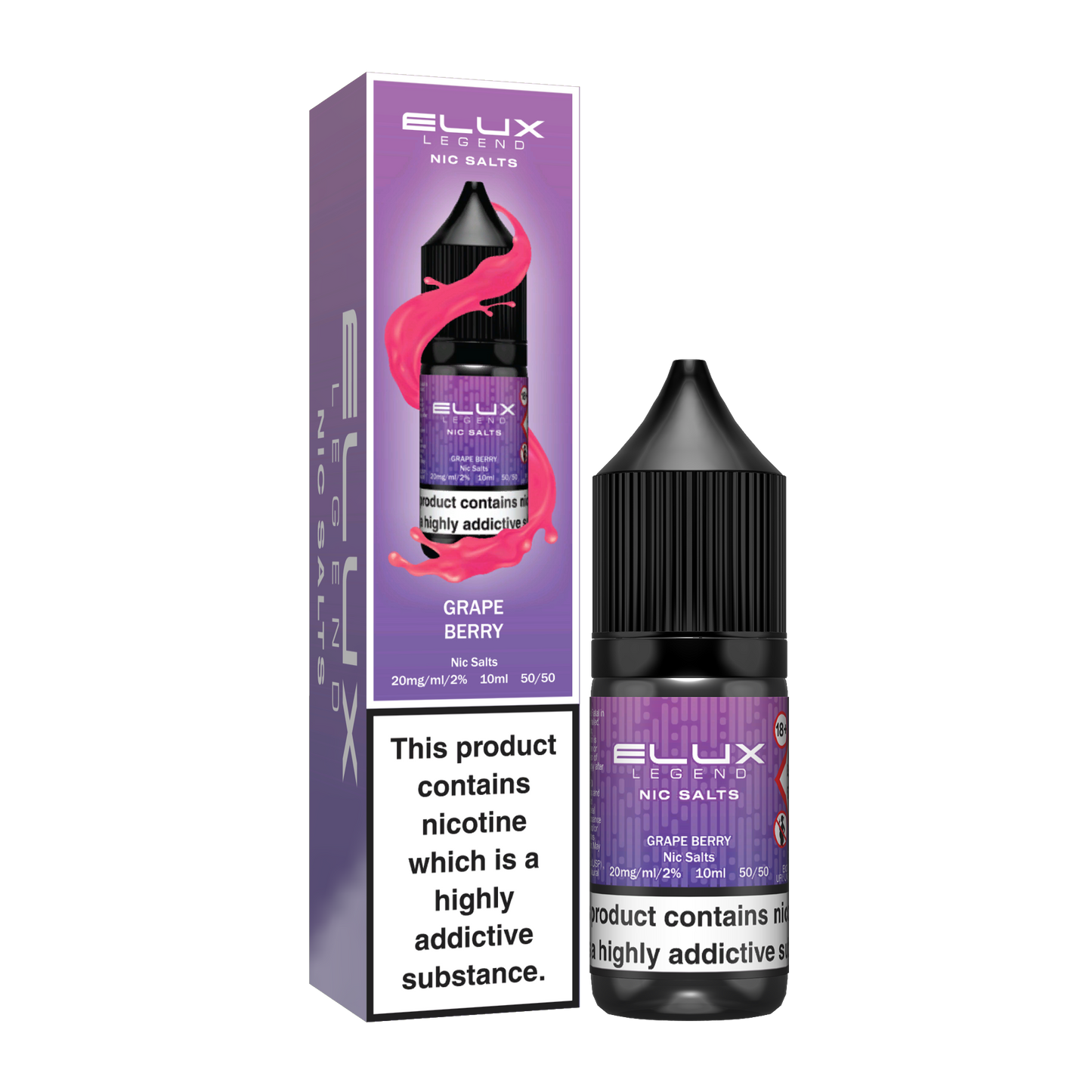 Elux Legend 10ml Nicotine Salt E-Liquid GRAPE BERRY 10mg / 20mg Nic Salts