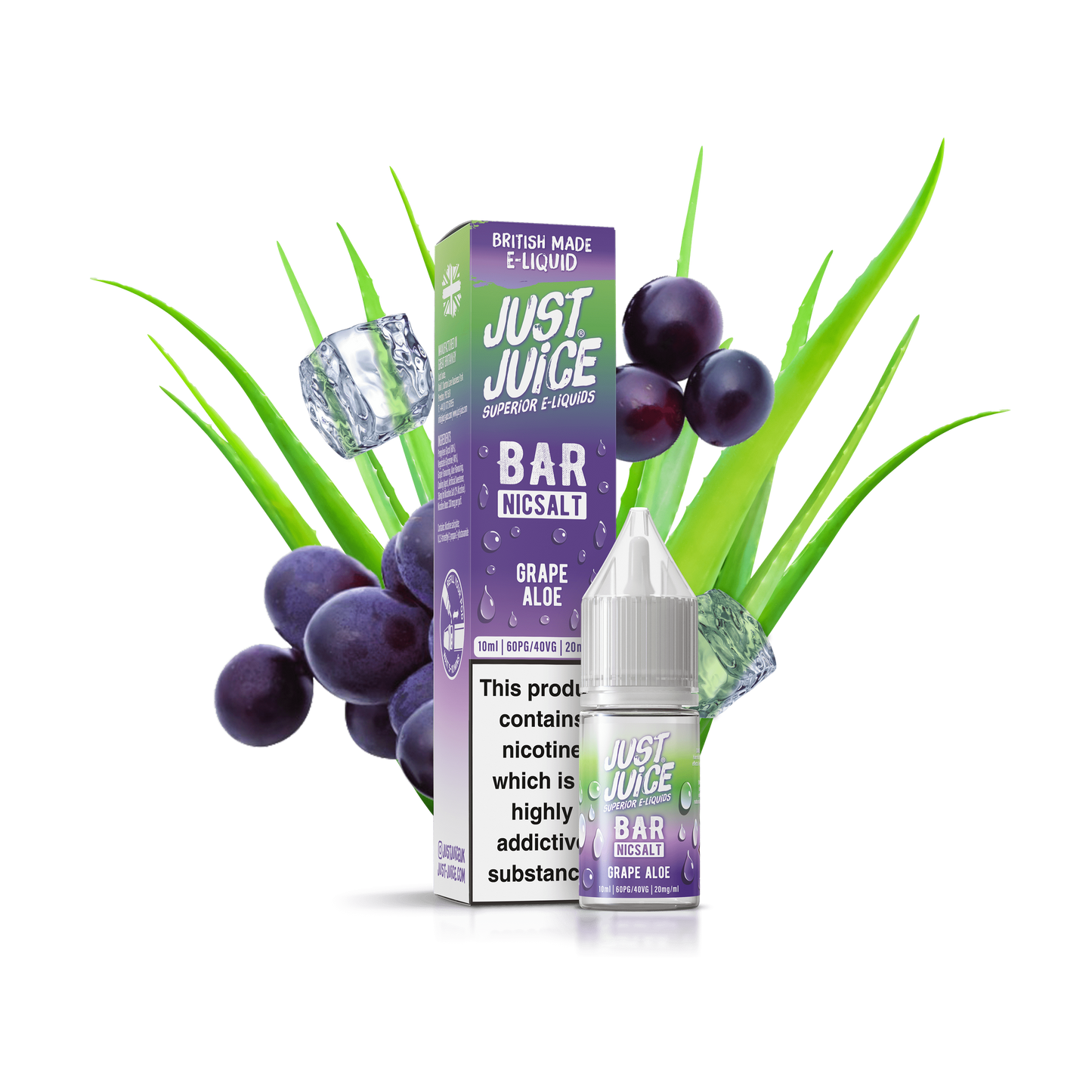 Just Juice Bar Range Nic Salts 10ml 5mg / 10mg / 20mg - GRAPE ALOE