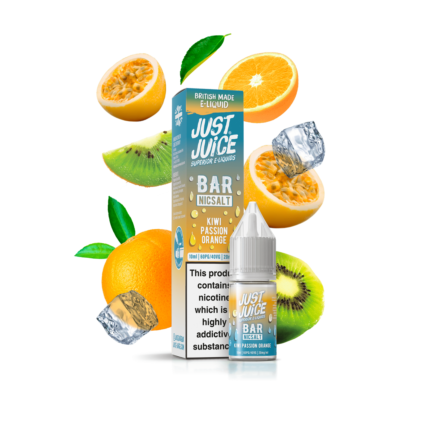 Just Juice Bar Range Nic Salts 10ml 5mg / 10mg / 20mg - KIWI PASSION ORANGE