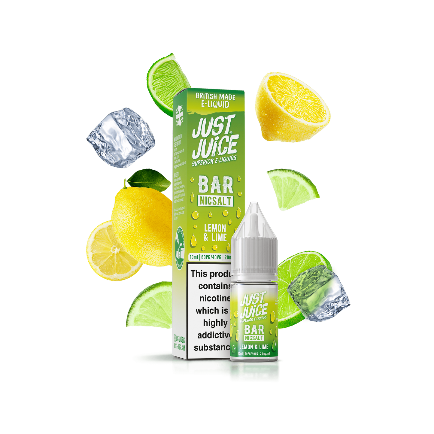 Just Juice Bar Range Nic Salts 10ml 5mg / 10mg / 20mg - LEMON & LIME