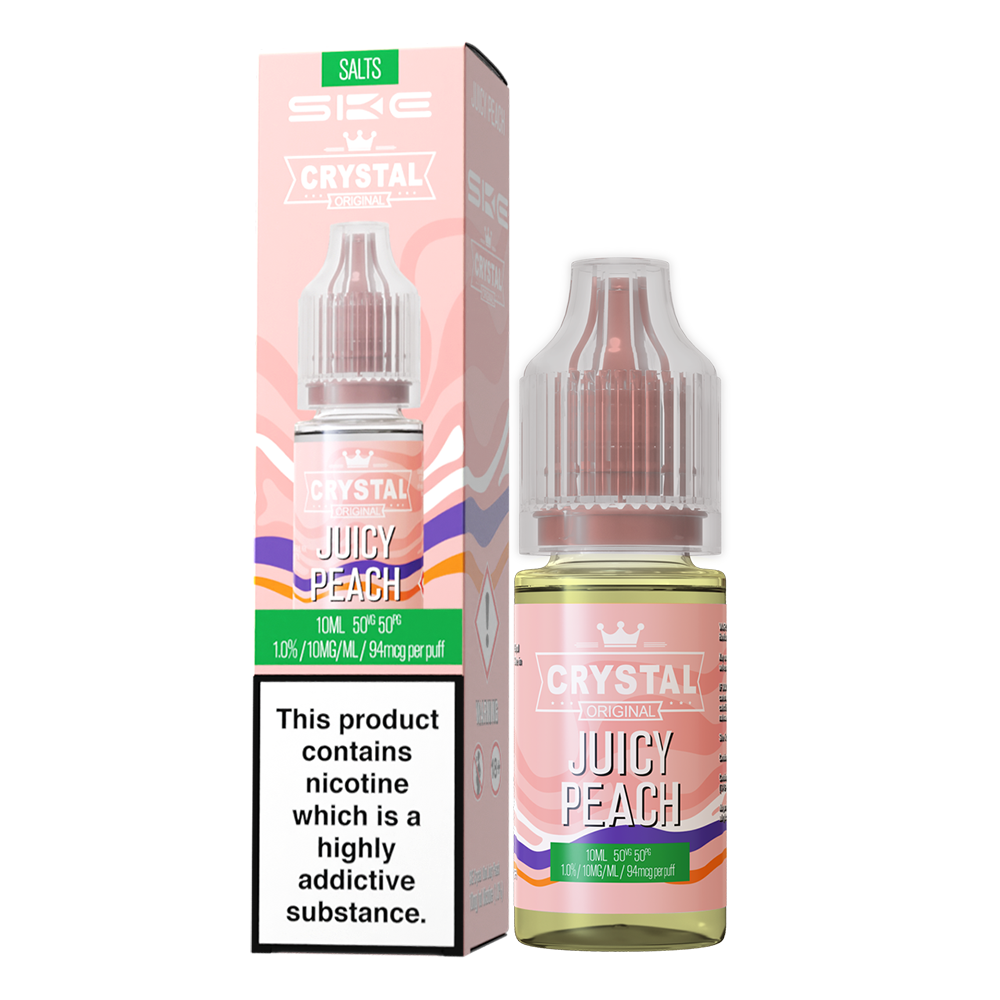 SKE - Crystal Original Nicotine Salts E-Liquids 10ml Single Bottle 10mg / 20mg Nic Salt - JUICY PEACH