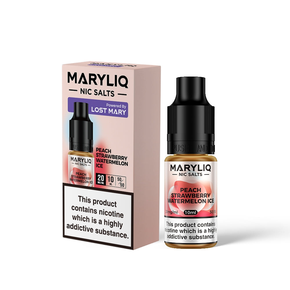 Maryliq PEACH STRAWBERRY WATERMELON ICE 10ml Elfbar Lost Mary Nicotine Salts E-Liquid 10mg / 20mg Nic Salt