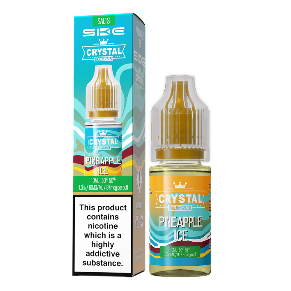 SKE - Crystal Original Nicotine Salts E-Liquids 10ml Single Bottle 10mg / 20mg Nic Salt - PINEAPPLE ICE