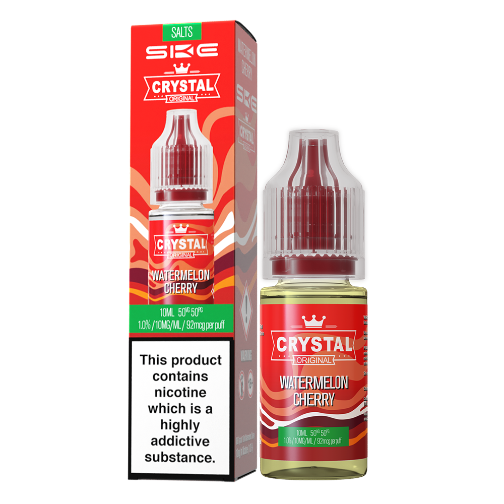 SKE - Crystal Original Nicotine Salts E-Liquids 10ml Single Bottle 10mg / 20mg Nic Salt - WATERMELON CHERRY