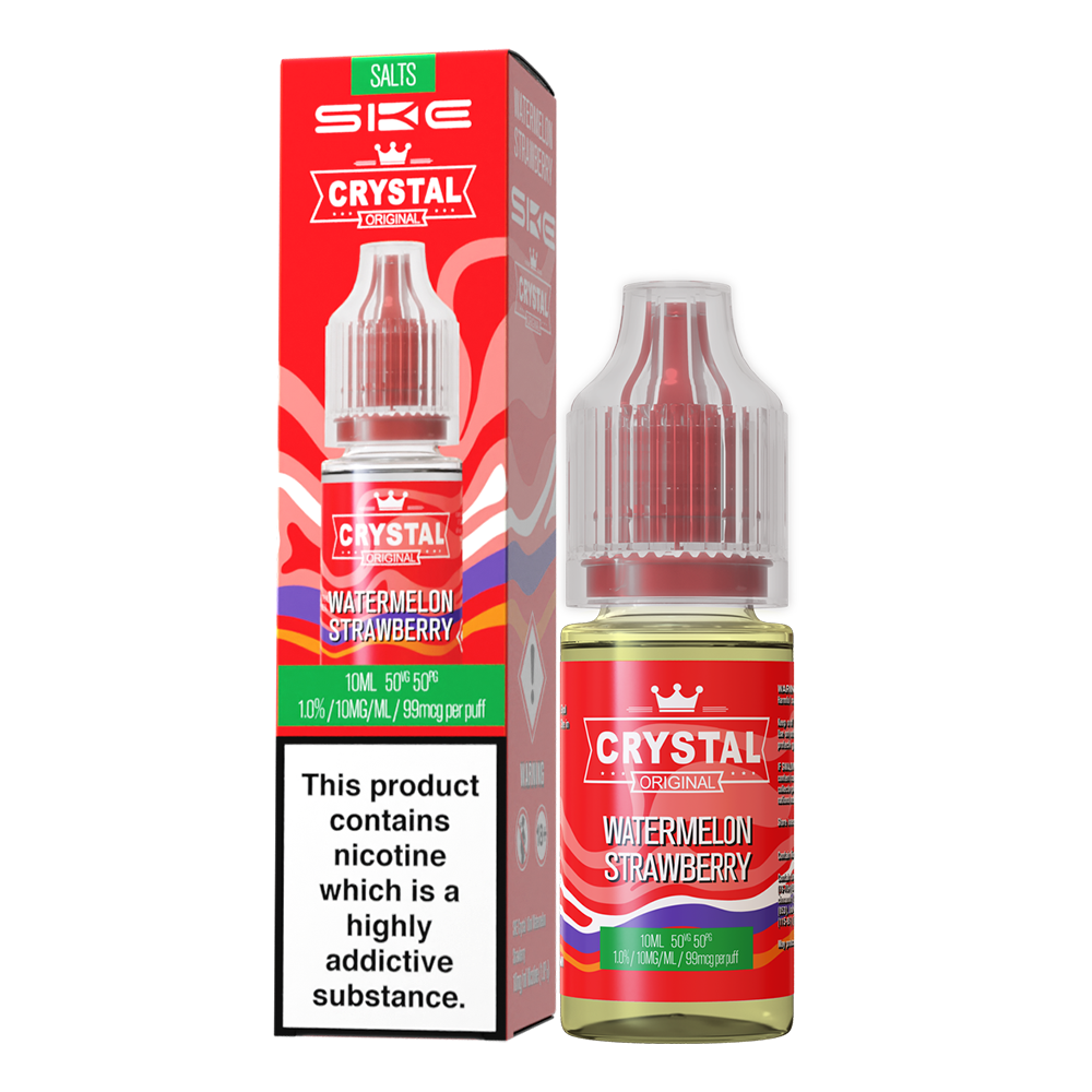 SKE - Crystal Original Nicotine Salts E-Liquids 10ml Single Bottle 10mg / 20mg Nic Salt - WATERMELON STRAWBERRY