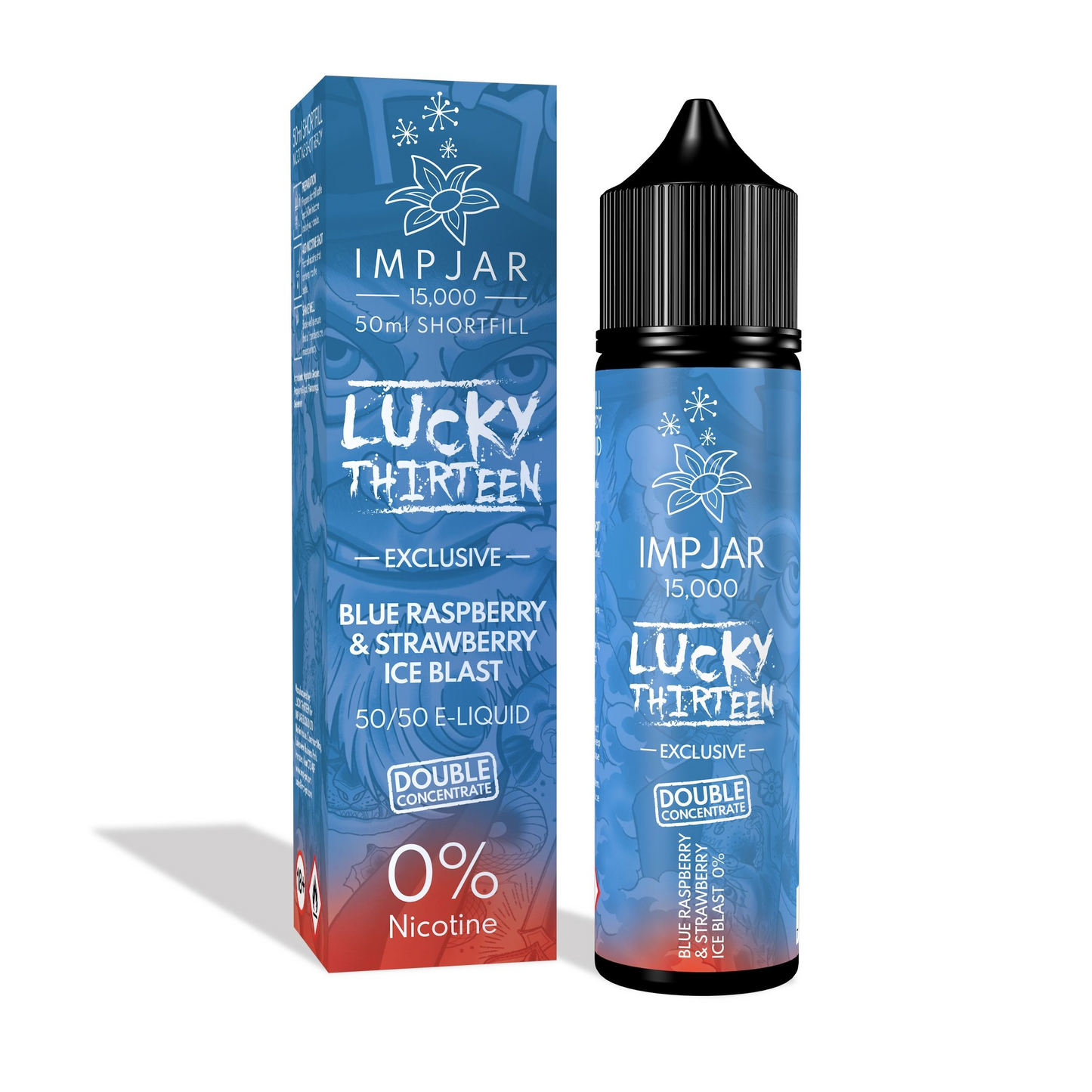 ImpJar | Lucky Thirteen 15000 50/50 VG/PG 50ml Shortfill Double Concentrate E-liquid Zero Nic 0mg - Various Flavours