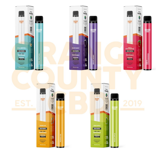 *Clearance Discount! Orange County CBD Disposable Broad Spectrum CBD E-Liquid Pod Vape Kit 500mg (250mg CBD & 250mg CBG) ZERO Nicotine 600-900* Puff