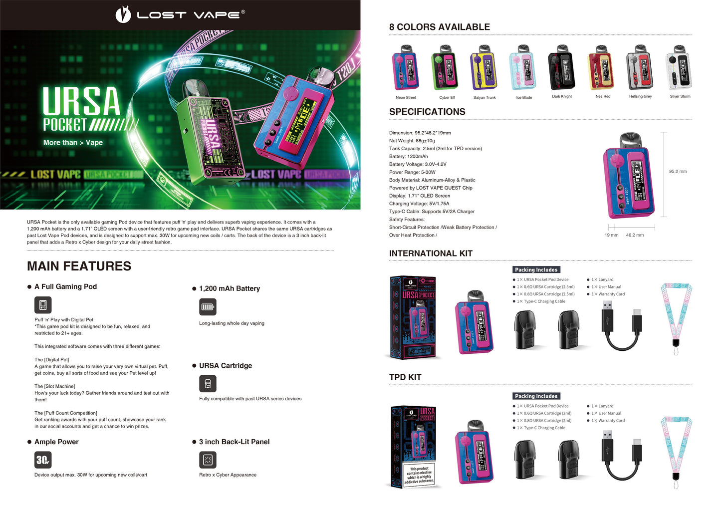 Lost Vape URSA Pocket Pod Kit 1200mAh 30W