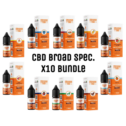 Orange County CBD Broad Spectrum E-liquid Tester Bundle (10 x 10ml / 300mg Bottles)