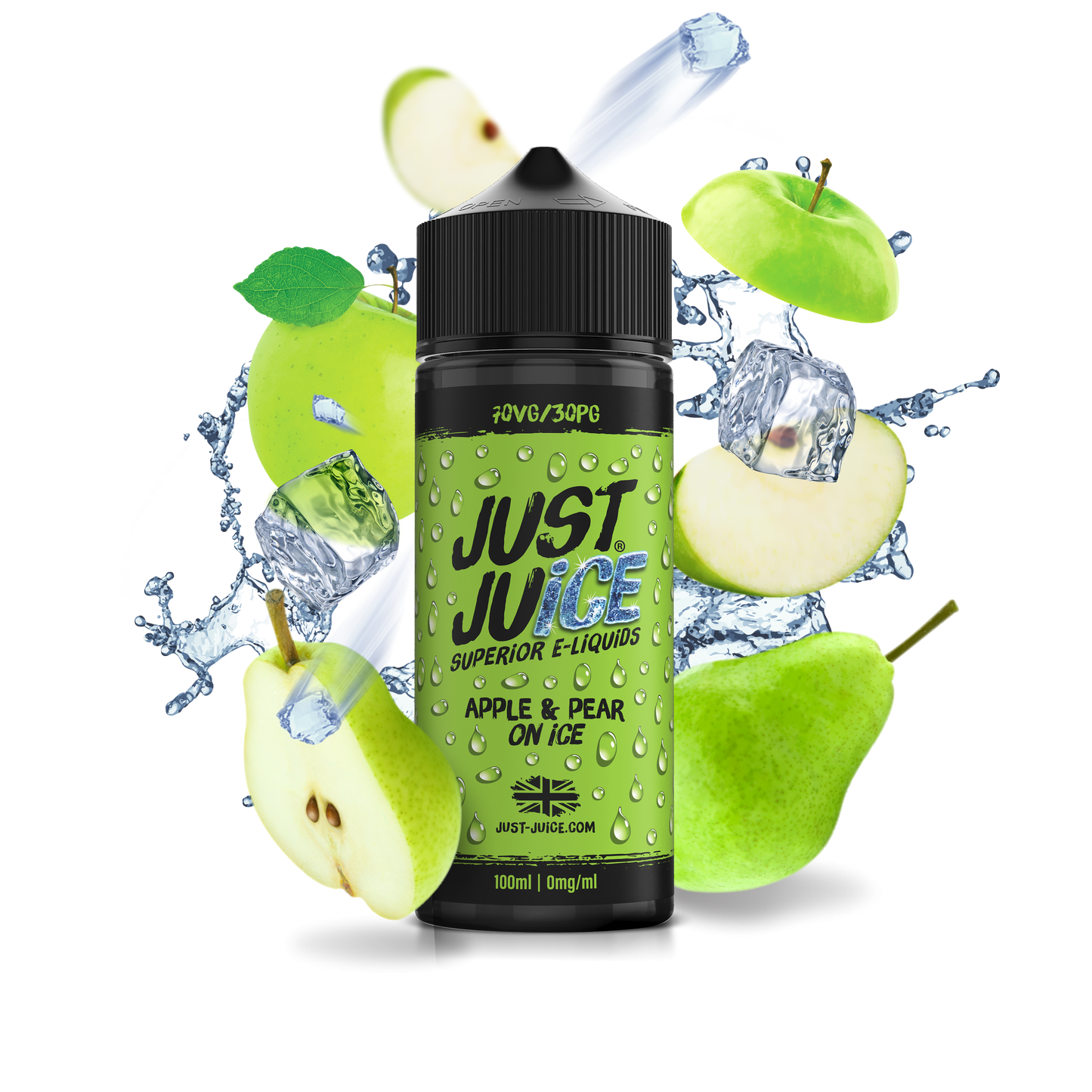 Just Juice 70/30 100ml ICONIC FRUITS Range Shortfill E-liquid Zero Nic 0mg - APPLE & PEAR ON ICE