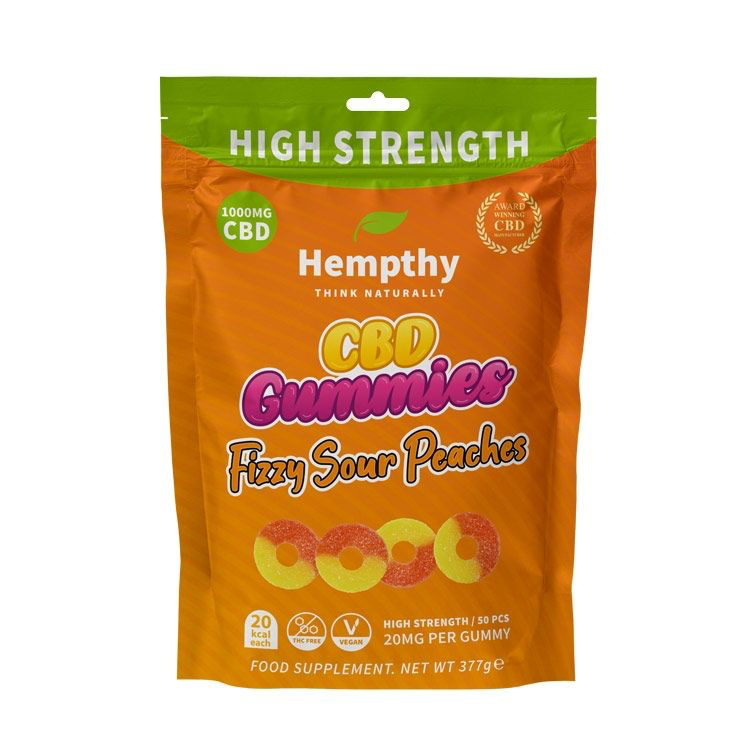 CBD Gummies 300mg / 1000mg - Fizzy Sour Peach Rings