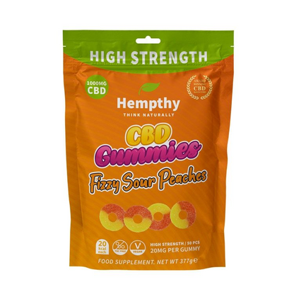 CBD Gummies 300mg / 1000mg - Fizzy Sour Peach Rings