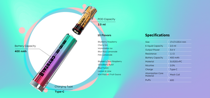SKE - Crystal PLUS 400mAh Pre-filled Pod Kit - 20mg
