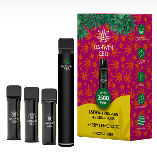 Darwin CBD Isolate Pre-Filled Pod Vape Kit 500mAh - 1800mg CBD (4 x 450mg Pods)