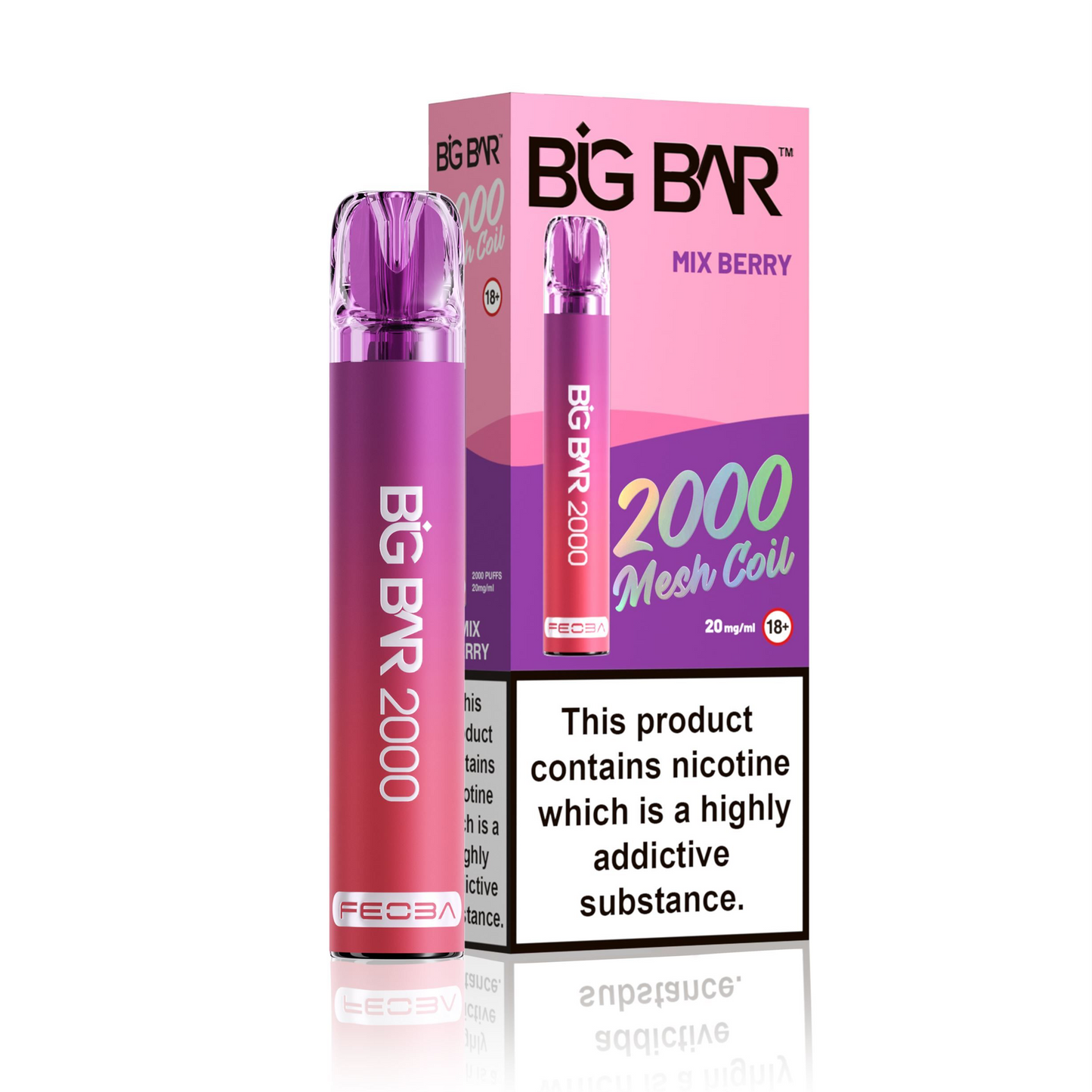 *Clearance Discount! FEOBA Big Bar 2000 Disposable Nicotine Salt BIG PUFF Vape Kit - 20mg