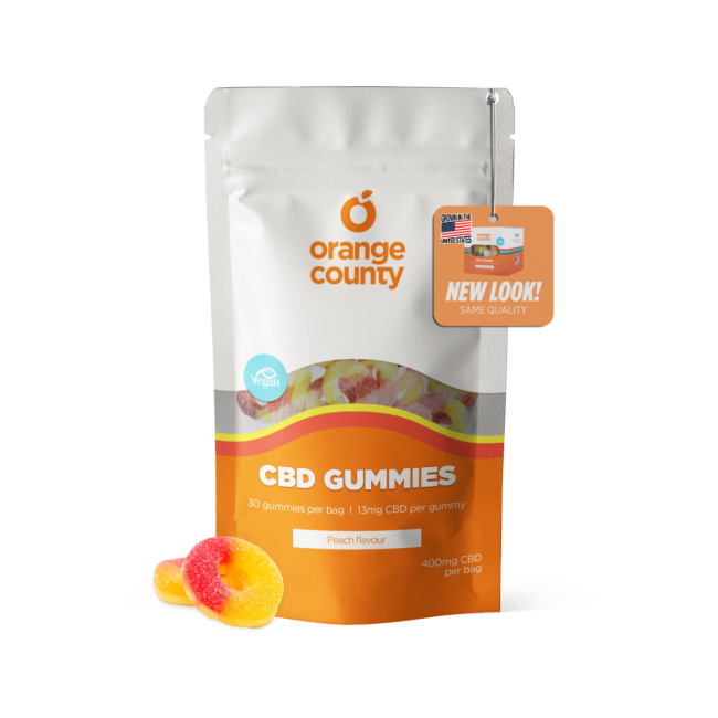 Orange County CBD Gummy Fizzy Peach Rings 400-4800mg Broad Spectrum CBD - Various Strengths