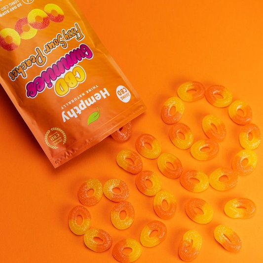 CBD Gummies 300mg / 1000mg - Fizzy Sour Peach Rings