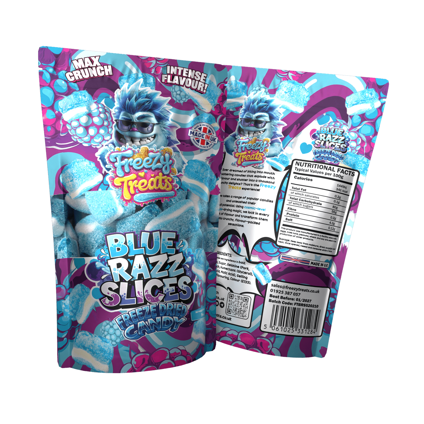 Freezy Treats Freeze Dried Candy - BLUE RAZZ SLICES