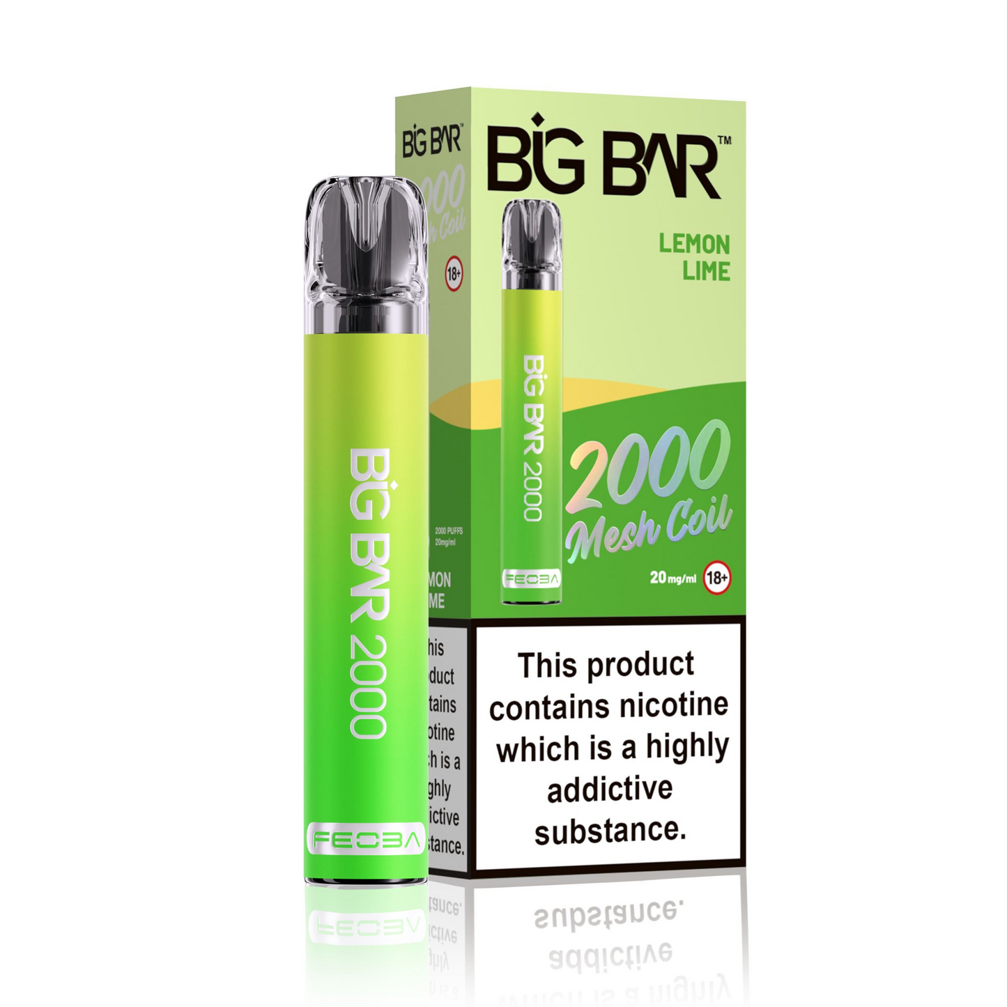 *Clearance Discount! FEOBA Big Bar 2000 Disposable Nicotine Salt BIG PUFF Vape Kit - 20mg