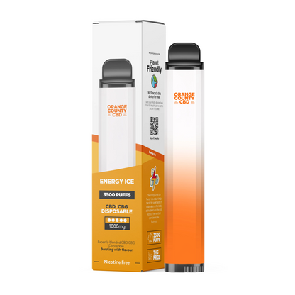 *Clearance Discount! Orange County CBD/CBG Disposable BIG PUFF Vape Kit 1000mg (600mg CBD/400mg CBG) ZERO Nicotine 3500* Puff
